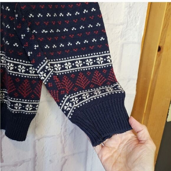 VINTAGE CLASSIC BLUES Nordic Style Button-down Cardigan Sweater Medium - Picture 3 of 5